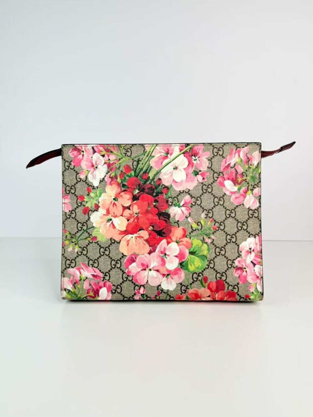 Gucci GG Blooms Floral Print Supreme Canvas Zip Pouch Clutch Cosmetic Bag - Picture 3 of 10